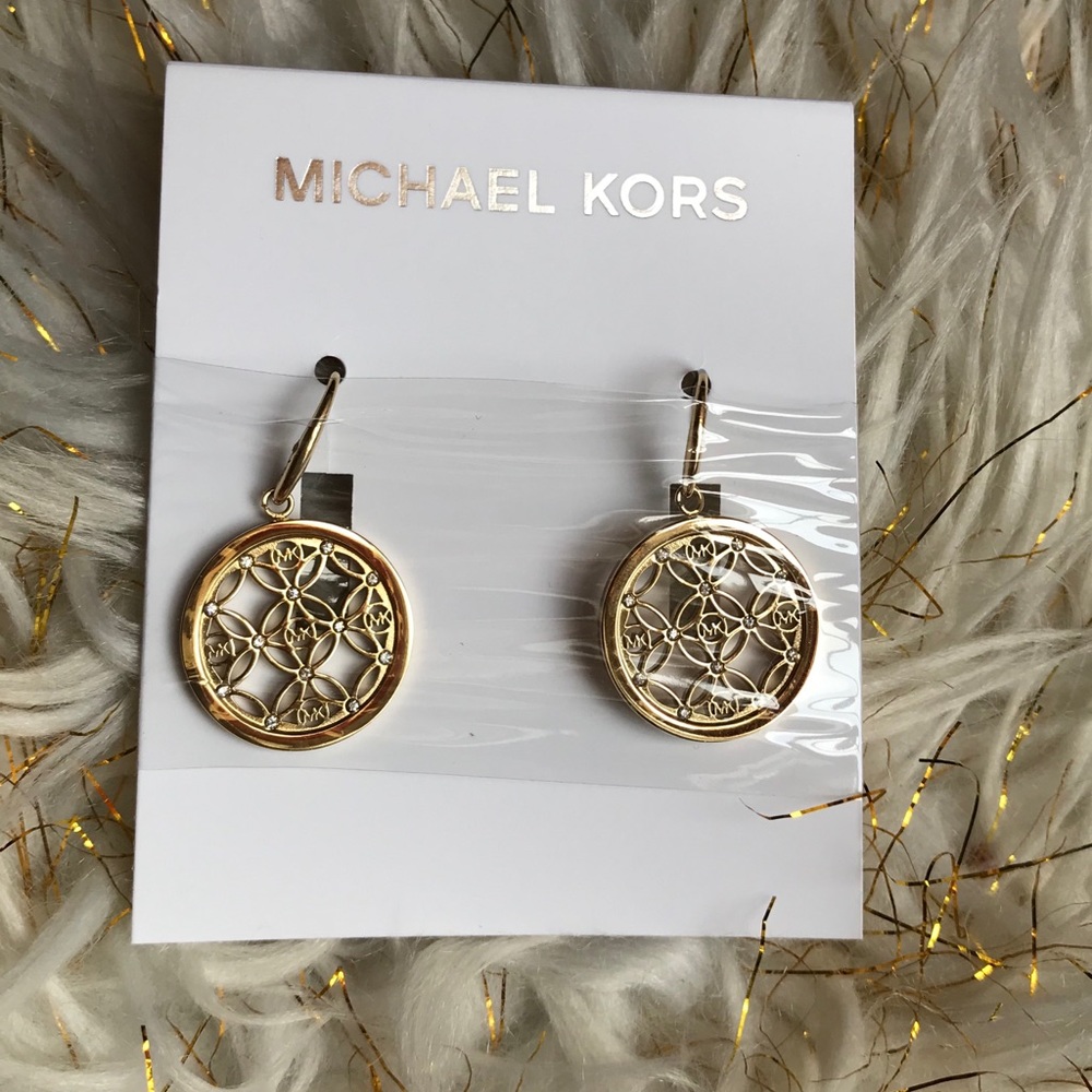Michael Kors Small Monogram Circle Drop Earrings